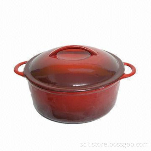 Various colors enameled round cast iron casserole with one-piece forged knob